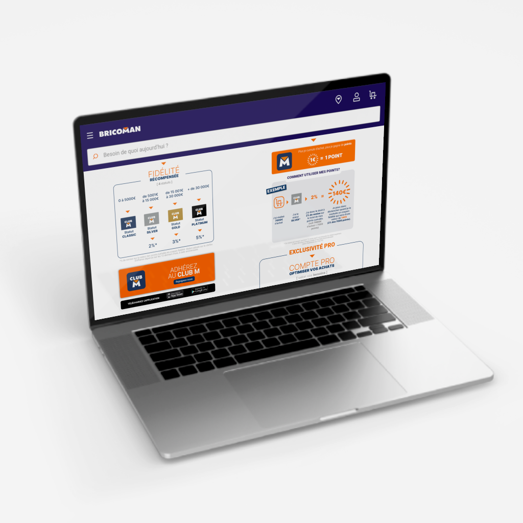 mockup Bricoman Site Web vision depuis un PC - Création print – Anne Marchasson infographiste